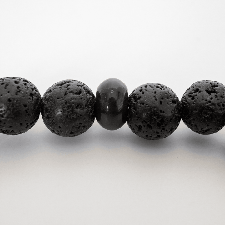Black Ember Opalescence & Lava Stone Beaded Bracelet - The Opal Dealer