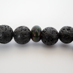 Black Ember Opalescence & Lava Stone Beaded Bracelet