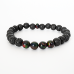 Black Ember Opalescence & Lava Stone Beaded Bracelet