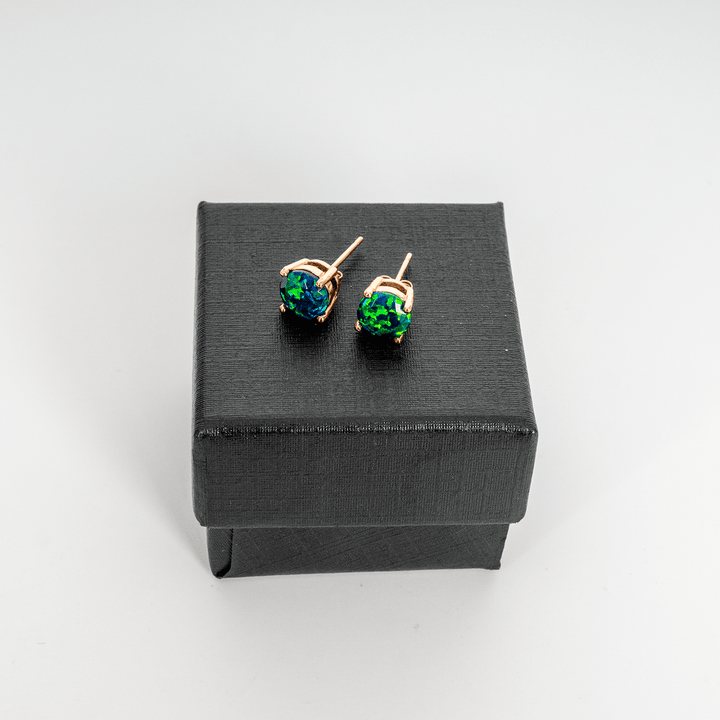 Black Emerald Opal Stud Earrings - The Opal Dealer