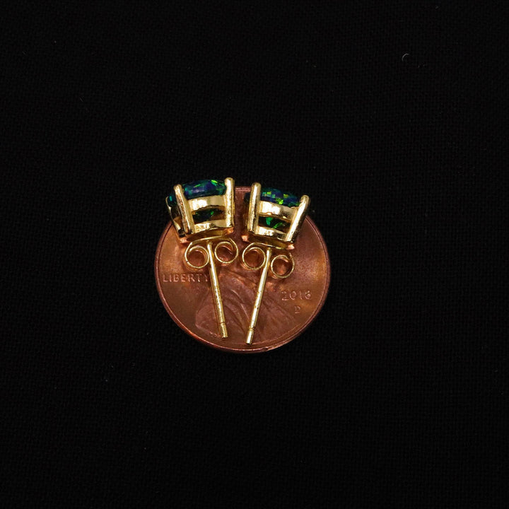 Black Emerald Opal Stud Earrings - The Opal Dealer