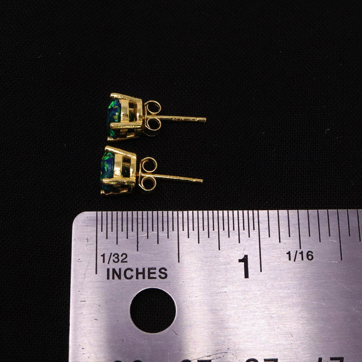 Black Emerald Opal Stud Earrings - The Opal Dealer