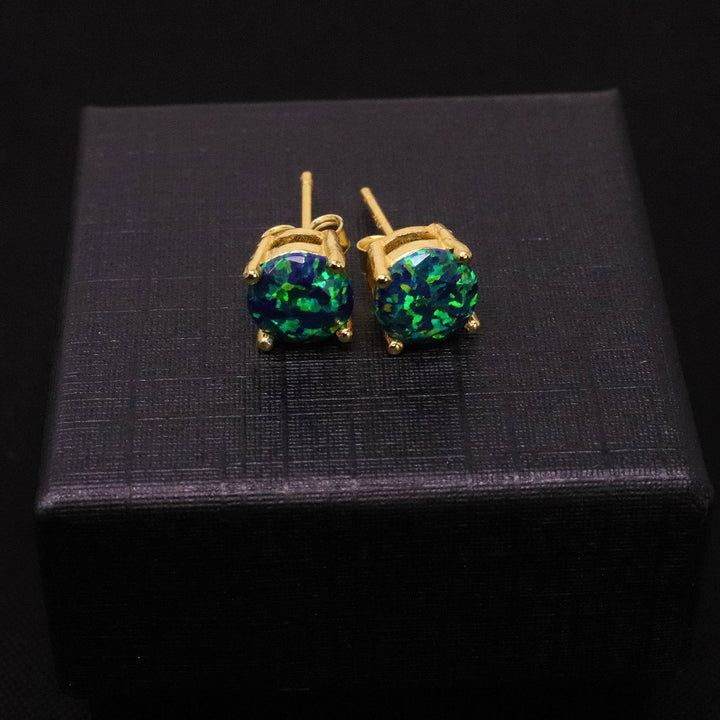 Black Emerald Opal Stud Earrings - The Opal Dealer