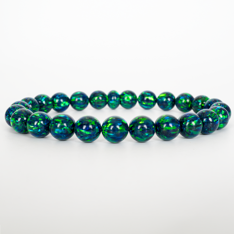 Black Emerald Opal Beaded Bracelet