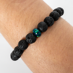 Black Emerald Opal & Lava Stone Beaded Bracelet