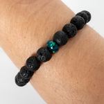 Black Emerald Opal & Lava Stone Beaded Bracelet - New Design