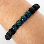 Black Emerald Opal & Lava Stone Beaded Bracelet