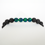 Black Emerald Opal & Lava Stone Beaded Bracelet - New Design