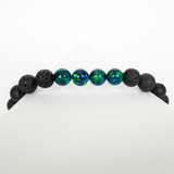 Black Emerald Opal & Lava Stone Beaded Bracelet - New Design