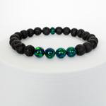Black Emerald Opal & Lava Stone Beaded Bracelet
