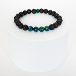 Black Emerald Opal & Lava Stone Beaded Bracelet - New Design