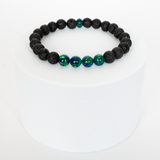 Black Emerald Opal & Lava Stone Beaded Bracelet - New Design