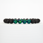 Black Emerald Opal & Lava Stone Beaded Bracelet