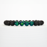 Black Emerald Opal & Lava Stone Beaded Bracelet - New Design