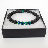 Black Emerald Opal & Lava Stone Beaded Bracelet