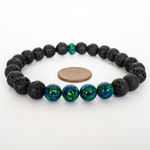 Black Emerald Opal & Lava Stone Beaded Bracelet - New Design