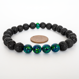 Black Emerald Opal & Lava Stone Beaded Bracelet