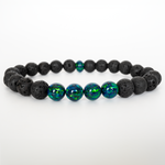 Black Emerald Opal & Lava Stone Beaded Bracelet - New Design