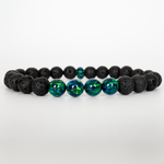 Black Emerald Opal & Lava Stone Beaded Bracelet
