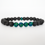 Black Emerald Opal & Lava Stone Beaded Bracelet - New Design