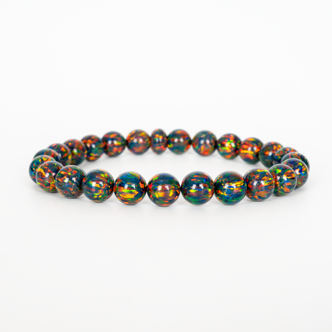 Black Fire Opal Beaded Bracelet