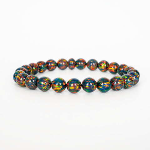 Black Fire Opal Beaded Bracelet - New Design