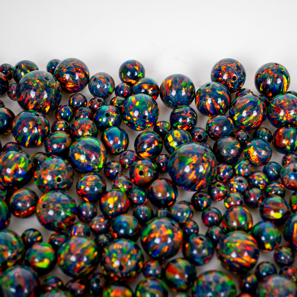 Black Emerald Opal Beads, 4mm/6mm/8mm/10mm Opal Beads, 1mm Fully Drilled  Round Bead Green Craft Bead, Jewelry Making, Crafts, Opal Pendant 