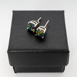 Black Fire Opal Stud Earrings