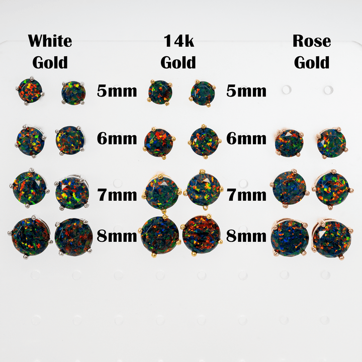 Black Fire Opal Stud Earrings - The Opal Dealer