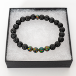 Black Fire Opal & Lava Stone Beaded Bracelet - New Design