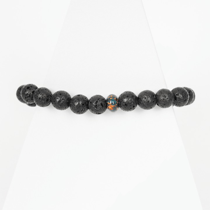 Black Fire Opal & Lava Stone Beaded Bracelet - The Opal Dealer