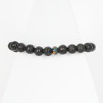 Black Fire Opal & Lava Stone Beaded Bracelet