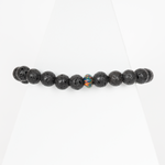 Black Fire Opal & Lava Stone Beaded Bracelet - New Design