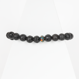 Black Fire Opal & Lava Stone Beaded Bracelet
