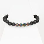 Black Fire Opal & Lava Stone Beaded Bracelet
