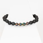 Black Fire Opal & Lava Stone Beaded Bracelet - New Design