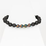 Black Fire Opal & Lava Stone Beaded Bracelet