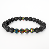 Black Fire Opal & Lava Stone Beaded Bracelet - New Design