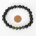 Black Fire Opal & Lava Stone Beaded Bracelet