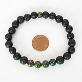 Black Fire Opal & Lava Stone Beaded Bracelet - New Design