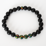 Black Fire Opal & Lava Stone Beaded Bracelet