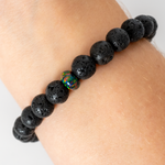 Black Fire Opal & Lava Stone Beaded Bracelet - New Design