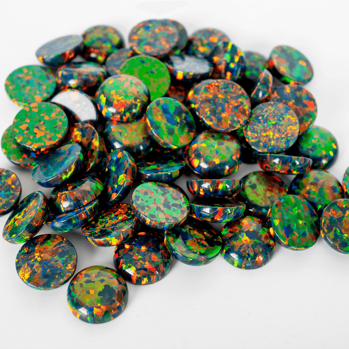 Black Fire Opal Round Cabochon - The Opal Dealer