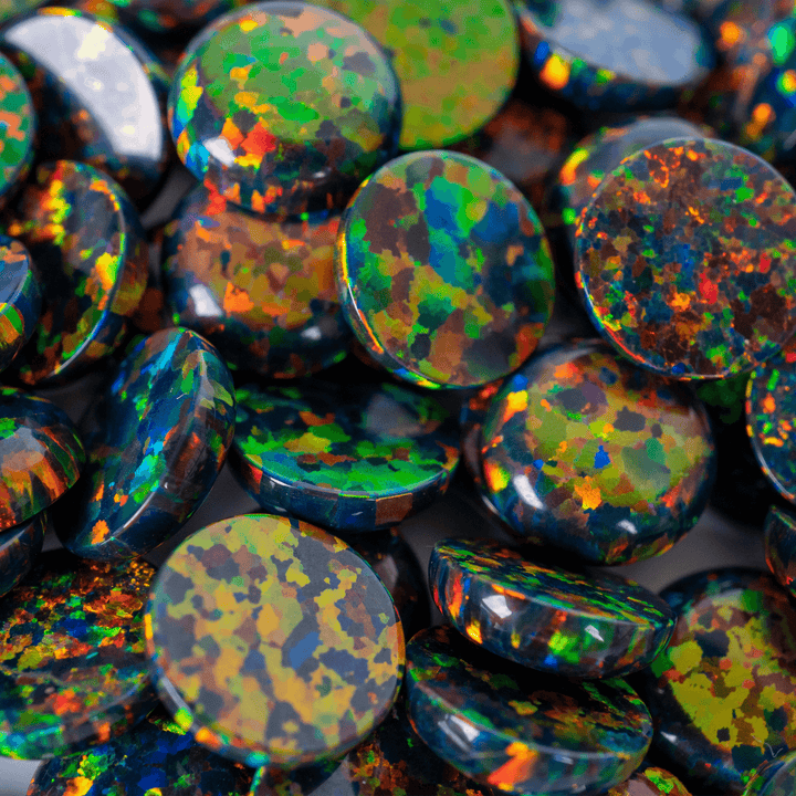 Black Fire Opal Round Cabochon - The Opal Dealer
