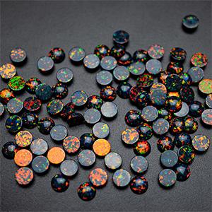 Black Fire Opal Round Cabochon - The Opal Dealer