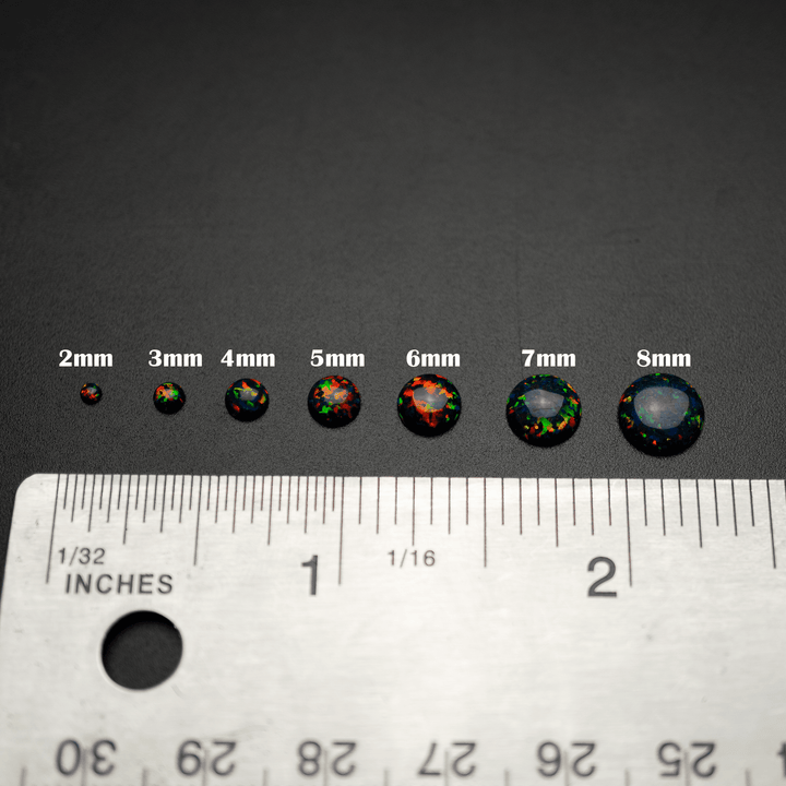 Black Fire Opal Round Cabochon - The Opal Dealer