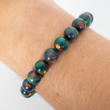 Black Rainbow Opalescence Beaded Bracelet