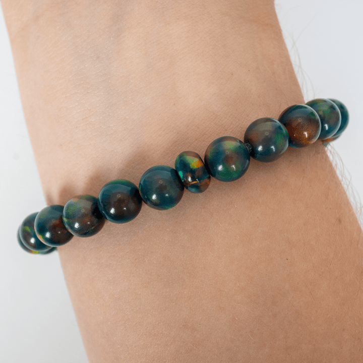Black Rainbow Opalescence Beaded Bracelet - The Opal Dealer