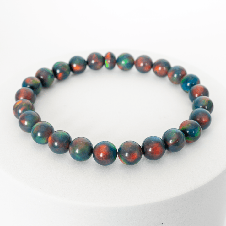Black Rainbow Opalescence Beaded Bracelet - The Opal Dealer