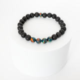 Black Rainbow Opalescence & Lava Stone Beaded Bracelet